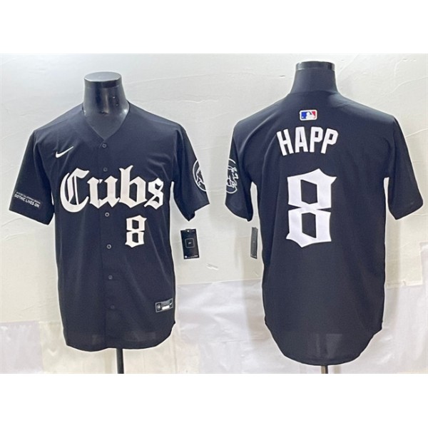 Chicago Cubs #8 Ian Happ Black 'Gothic North Side Edition' Vapor Premier Limited Stitched Jersey