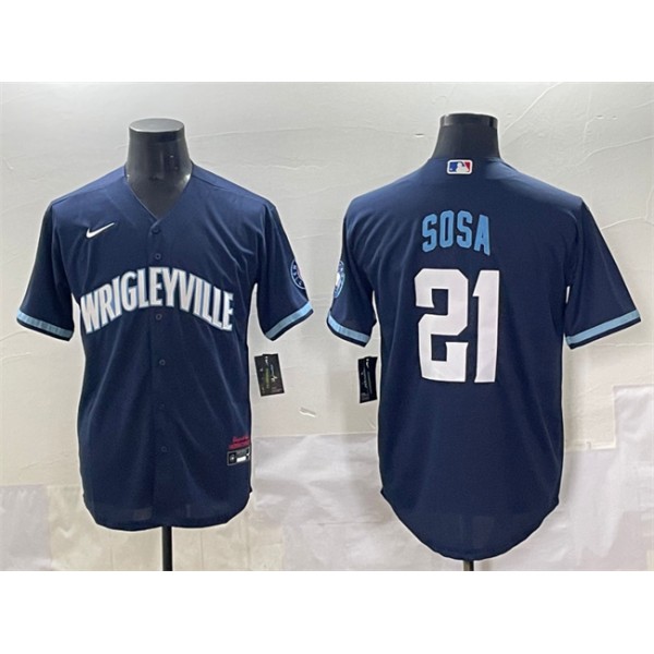 Chicago Cubs #21 Sammy Sosa Navy City Connect Stitched Jersey