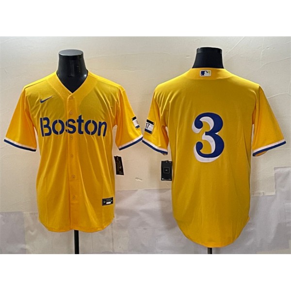 Boston Red Sox #3 Ceddanne Rafaela Gold City Connect Stitched Jersey