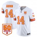 Tampa Bay Buccaneers #14 Chris Godwin White 2025 F.U.S.E. 50th Anniversary Patch Vapor Limited Stitched Jersey