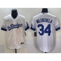 Los Angeles Dodgers #34 Fernando Valenzuela White City Connect Cool Base Stitched Jersey