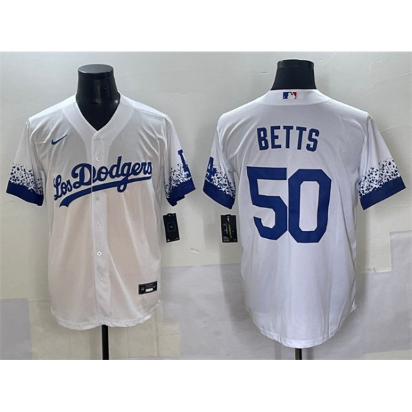 Los Angeles Dodgers #50 Mookie Betts White City Connect Cool Base Stitched Jersey