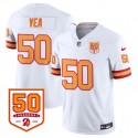 Tampa Bay Buccaneers #50 Vita Vea White 2025 F.U.S.E. 50th Anniversary Patch Vapor Limited Stitched Jersey