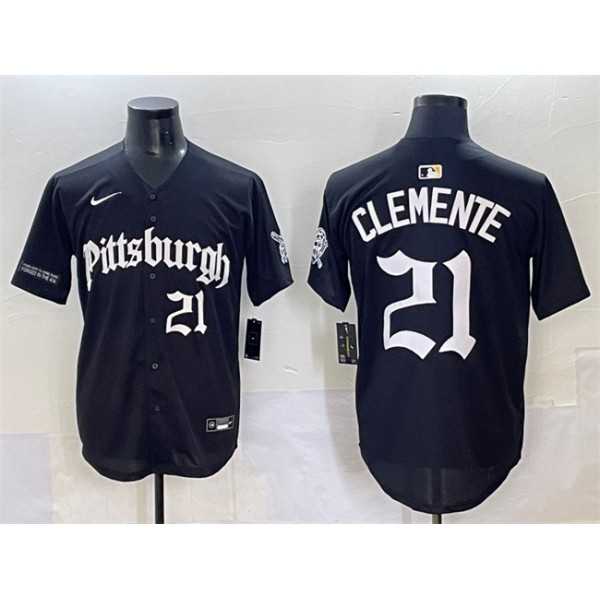 Pittsburgh Pirates #21 Roberto Clemente Black 'Gothic Steel City Edition' Vapor Limited Stitched Jersey