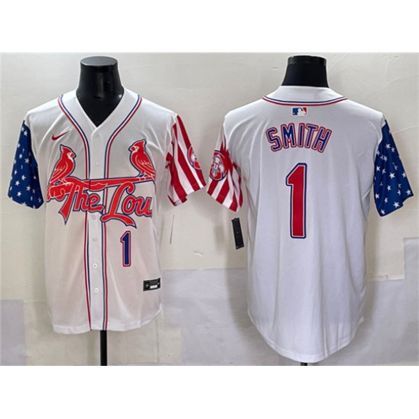 St. Louis Cardinals #1 Ozzie Smith White Independence Day Vapor Premier Limited Stitched Jersey