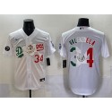 Los Angeles Dodgers #34 Fernando Valenzuela White Mexico Special Vin Scully Patch Stitched Jersey