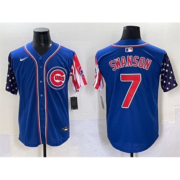 Chicago Cubs #7 Dansby Swanson Royal 2025 Independence Day Vapor Premier Limited Stitched Jersey