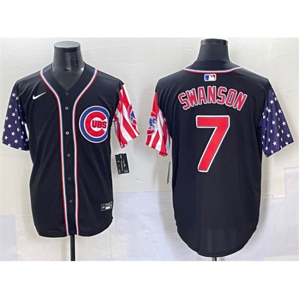 Chicago Cubs #7 Dansby Swanson Black 2025 Independence Day Vapor Premier Limited Stitched Jersey