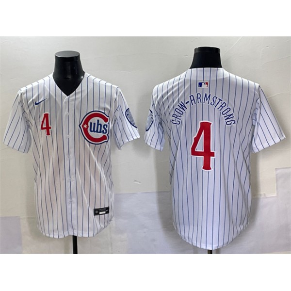Chicago Cubs #4 Pete Crow-Armstrong White Pinstripe 2nd Alternate Limited Stitched Jersey