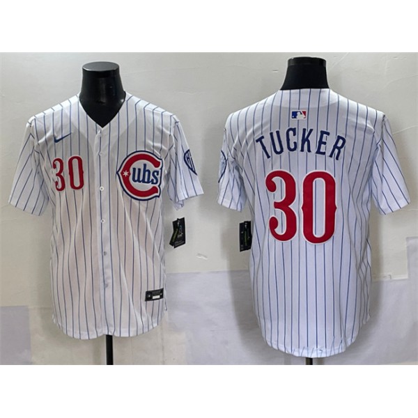 Chicago Cubs #30 Kyle Tucker White Pinstripe 2nd Alternate Limited Stitched Jersey