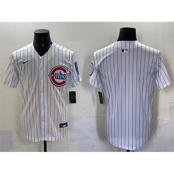 Chicago Cubs Blank White Pinstripe 2nd Alternate Limited Stitched Jersey