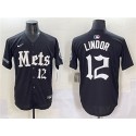 New York Mets #12 Francisco Lindor Black 'Gotham Gothic Edition' Vapor Premier Limited Stitched Jersey