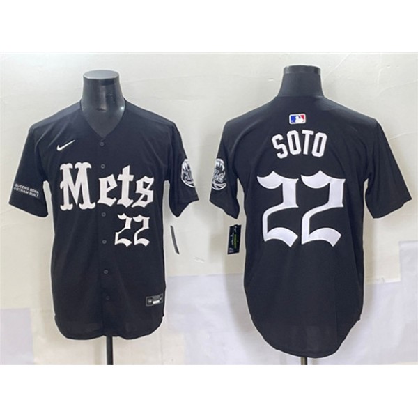 New York Mets #22 Juan Soto Black 'Gotham Gothic Edition' Vapor Premier Limited Stitched Jersey