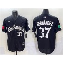 Los Angeles Dodgers #37 Teoscar Hernández Black 2025 LA Gothic Style With Fernando Patch Vapor Premier Limited Stitched Jersey