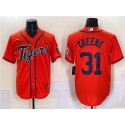 Detroit Tigers #31 Riley Greene Orange With Patch Cool Base Stitched Jersey