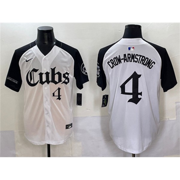 Chicago Cubs #4 Pete Crow-Armstrong White Black 'Gothic North Side Edition' Vapor Premier Limited Stitched Jersey