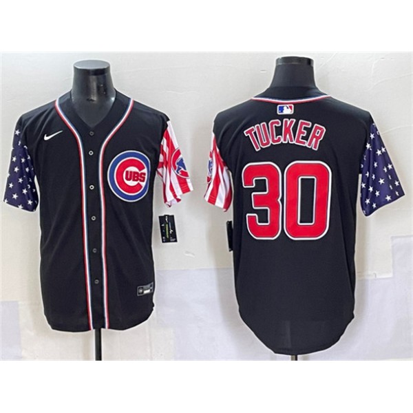 Chicago Cubs #30 Kyle Tucker Black 2025 Independence Day Vapor Premier Limited Stitched Jersey
