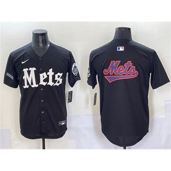 New York Mets Team Big Logo Black 'Gotham Gothic Edition' Vapor Premier Limited Stitched Jersey