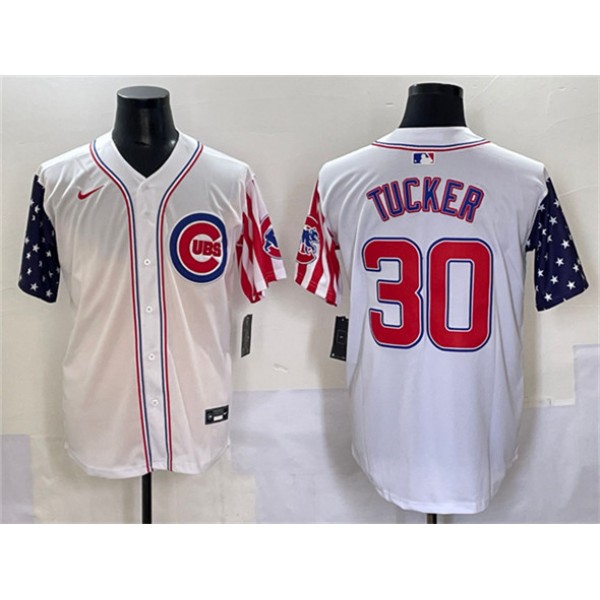 Chicago Cubs #30 Kyle Tucker White 2025 Independence Day Vapor Premier Limited Stitched Jersey