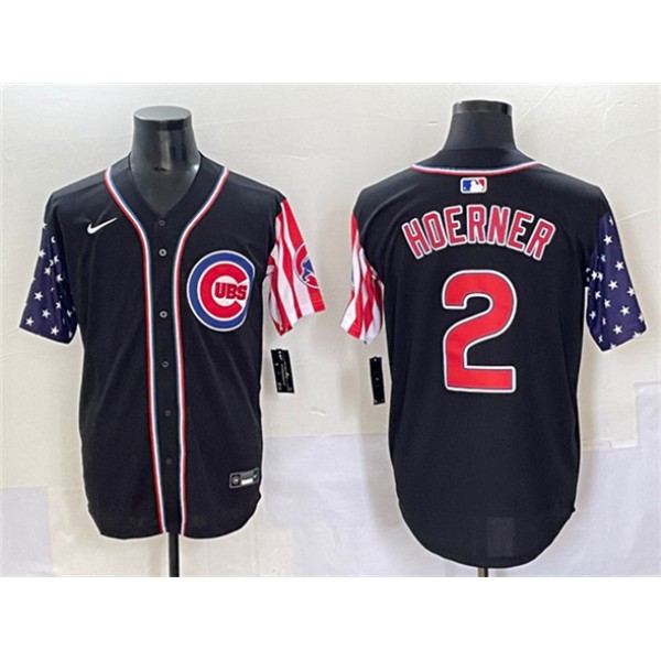 Chicago Cubs #2 Nico Hoerner Black 2025 Independence Day Vapor Premier Limited Stitched Jersey
