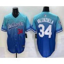 Los Angeles Dodgers #34 Fernando Valenzuela Blue 2025 City Connect Limited Stitched Jersey