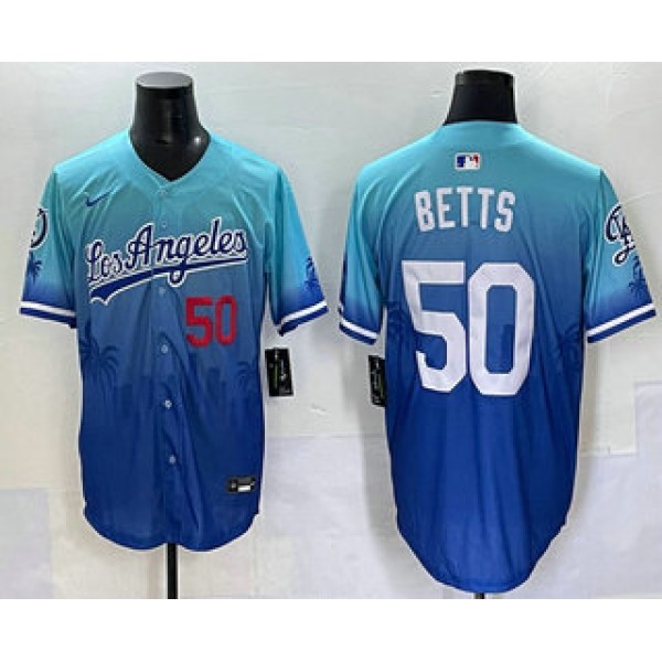 Los Angeles Dodgers #50 Mookie Betts Blue 2025 City Connect Limited Stitched Jersey
