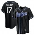 Los Angeles Dodgers #17 Shohei Ohtani Black Lights Out Limited Stitched Jersey