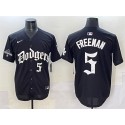 Los Angeles Dodgers #5 Freddie Freeman Black 2025 LA Gothic Style With 2024 World Series Champions Patch Vapor Premier Limited Stitched Jersey