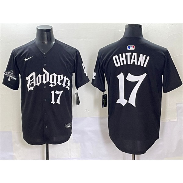 Los Angeles Dodgers #17 Shohei Ohtani Black 2025 LA Gothic Style With 2024 World Series Champions Patch Vapor Premier Limited Stitched Jersey