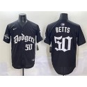 Los Angeles Dodgers #50 Mookie Betts Black 2025 LA Gothic Style With 2024 World Series Champions Patch Vapor Premier Limited Stitched Jersey