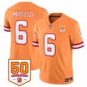Tampa Bay Buccaneers #6 Baker Mayfield Orange 2025 F.U.S.E. 50th Anniversary Patch Vapor Untouchable Limited Stitched Jersey