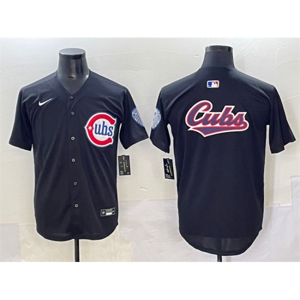 Chicago Cubs Team Big Logo Black Limited Stitched Jersey