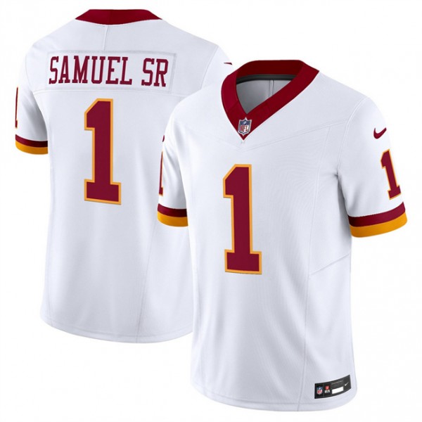 Washington Commanders #1 Deebo Samuel Sr. White 2025 F.U.S.E. Throwback Vapor Limited Stitched Jersey