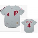 Philadelphia Phillies #4 Lenny Dykstra Mitchell and Ness Grey 1989 Throwback Stitched Jersey