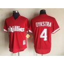 Philadelphia Phillies #4 Lenny Dykstra Mitchell and Ness Red 1991 Throwback Stitched Jersey