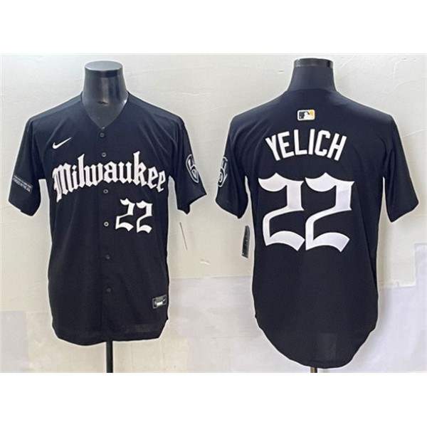 Milwaukee Brewers #22 Christian Yelich Black 'Gothic 414 Shadows Edition' Vapor Premier Limited Stitched Jersey
