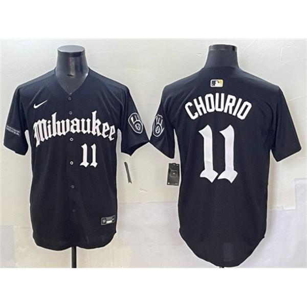 Milwaukee Brewers #11 Jackson Chourio Black 'Gothic 414 Shadows Edition' Vapor Premier Limited Stitched Jersey