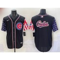 Chicago Cubs Team Big Logo Black 2025 Independence Day Vapor Premier Limited Stitched Jersey