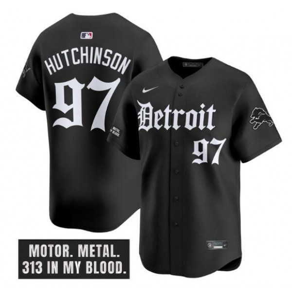 Detroit Lions #97 Aidan Hutchinson Black 'Motor Gothic Edition' Vapor Premier Limited Stitched Jersey