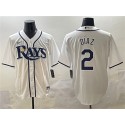 Tampa Bay Rays #2 Yandy Díaz White Cool Base Stitched Jersey