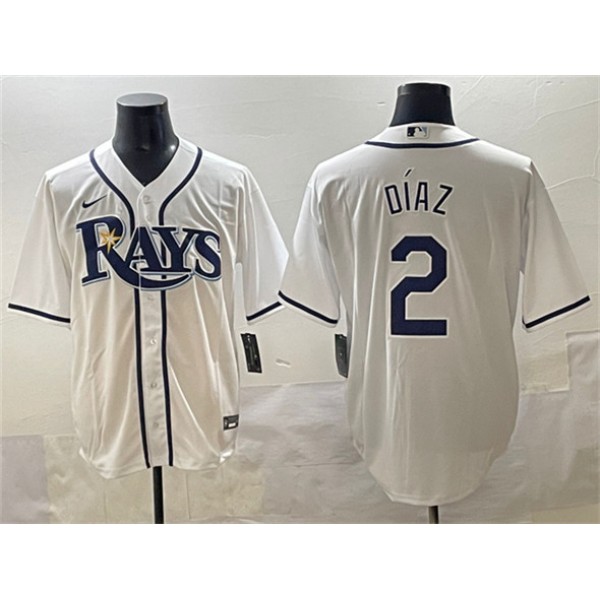 Tampa Bay Rays #2 Yandy Díaz White Cool Base Stitched Jersey