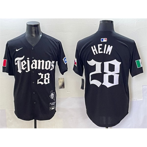 Texas Rangers #28 Jonah Heim Black Gothic Mexico 2025 Vapor Premier Limited Stitched Jersey