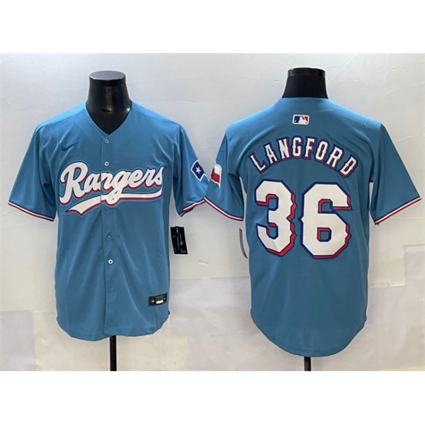 Texas Rangers #36 Wyatt Langford Blue Limited Stitched Jersey