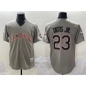 San Diego Padres #23 Fernando Tatis Jr. Gray Fashion Throwback With Patch Cool Base Stitched Jersey