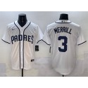San Diego Padres #3 Jackson Merrill White Cool Base Stitched Jersey