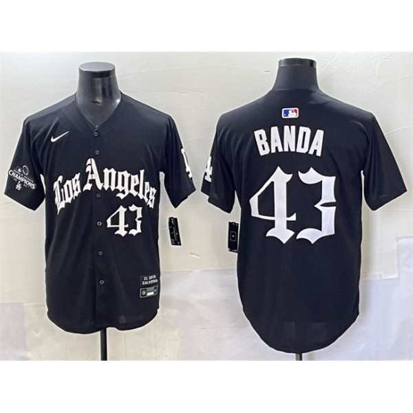Los Angeles Dodgers #43 Anthony Banda Black Mexico 2025 LA Gothic Style With 2024 World Series Champions Patch Vapor Premier Limited Stitched Jersey