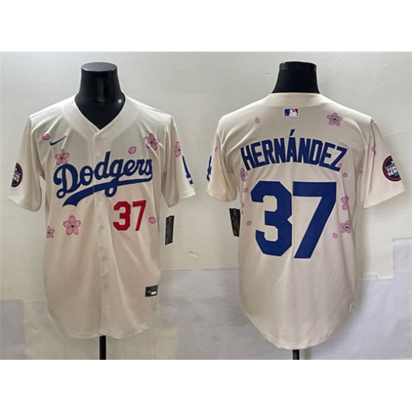 Los Angeles Dodgers #37 Teoscar Hernández Cream 2025 Tokyo Series Limited Stitched Jersey
