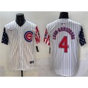 Chicago Cubs #4 Pete Crow-Armstrong White Pinstripe 2025 Independence Day Vapor Premier Limited Stitched Jersey