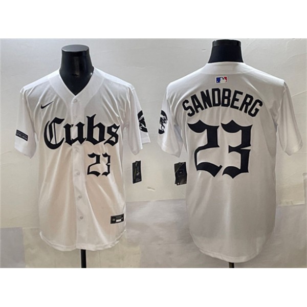 Chicago Cubs #23 Ryne Sandberg White 'Gothic North Side Edition' Vapor Premier Limited Stitched Jersey
