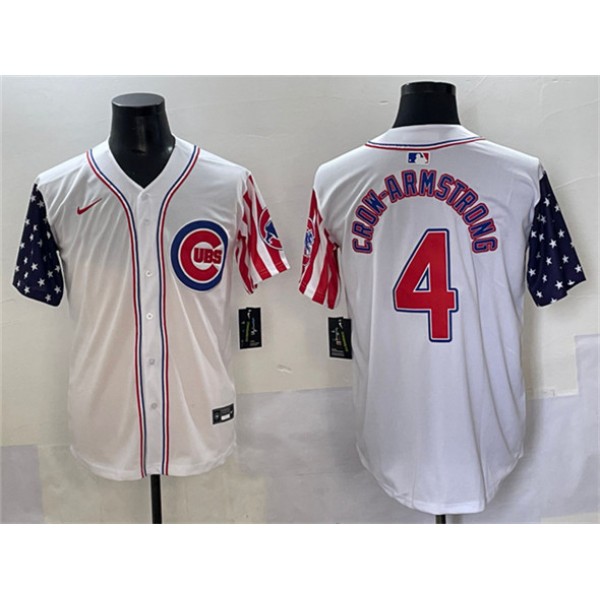 Chicago Cubs #4 Pete Crow-Armstrong White 2025 Independence Day Vapor Premier Limited Stitched Jersey